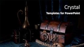  Presentation with treasure chest - PPT theme featuring antique-treasure-chest-and-decorations background and a black colored foreground