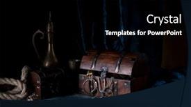  Presentation with treasure chest - Slide deck having antique-treasure-chest-and-decorations background and a black colored foreground