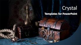  Presentation with treasure chest - PPT layouts having antique-treasure-chest-and-decorations background and a black colored foreground