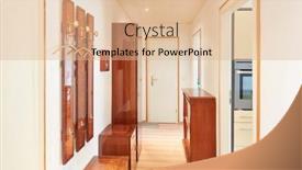  Presentation with furniture - Presentation design featuring antique-wardrobe-and-vintage-furniture background and a coral colored foreground