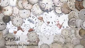  Presentation with clock face - Presentation theme consisting of antique watch faces background and a light gray colored foreground