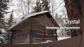  Presentation with house forest - Cool new presentation theme with antique wooden barn house backdrop and a tawny brown colored foreground