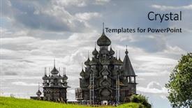  Presentation with russia - Slide deck enhanced with antique wooden church of transfiguration background and a light gray colored foreground