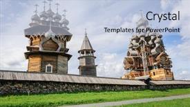  Presentation with russia - Cool new presentation theme with antique wooden church of transfiguration backdrop and a light blue colored foreground