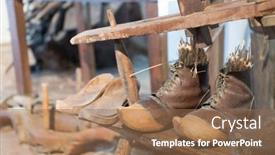  Presentation with antique - Theme having antique-wooden-clogs-with-leather background and a coral colored foreground