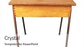  Presentation with school desk - Slides enhanced with leaves of palm isolated on white background background and a mint green colored foreground