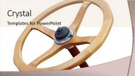  Presentation with steering wheel engineering - Colorful slide deck enhanced with antique wooden steering wheel isolated backdrop and a  colored foreground