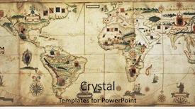  Presentation with colonial - Slides consisting of antique world planisphere portolan map background and a coral colored foreground