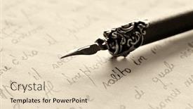  Presentation with instrument - PPT layouts consisting of antique writing instrument background and a lemonade colored foreground