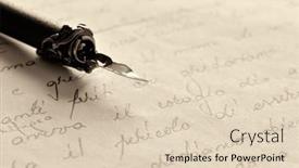  Presentation with instrument - PPT layouts with old paper ink - antique writing instrument background and a lemonade colored foreground