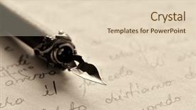  Presentation with instrument - Cool new slide deck with antique writing instrument backdrop and a lemonade colored foreground