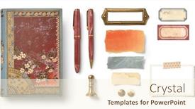  Presentation with vintage book - Presentation consisting of antique-writing-items-book-cover background and a cream colored foreground