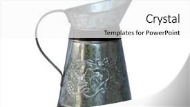  Presentation with zinc - Colorful presentation theme enhanced with antique zinc metal pitcher isolated backdrop and a white colored foreground