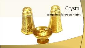  Presentation with pepper - Presentation theme featuring antiques - gold salt and pepper shakers background and a blonde colored foreground