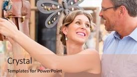  Presentation with flea - Theme with antiques at flea market background and a coral colored foreground