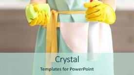  Presentation with antiseptic - Colorful PPT layouts enhanced with antiseptic - woman holding bottle of detergent backdrop and a cool aqua colored foreground