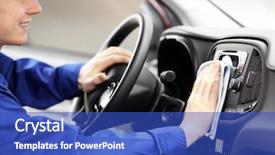  Presentation with vehicle - Theme with antiseptic - young man polishing vehicle interior background and a cobalt blue colored foreground