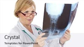  Presentation with floral border over white - Cool new presentation theme with antiseptic drugs - female doctor radiologist backdrop and a light gray colored foreground