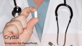  Presentation with capsules pills pill doctor prescription - Presentation having antiseptic drugs - male doctor abstract with stethoscope background and a coral colored foreground
