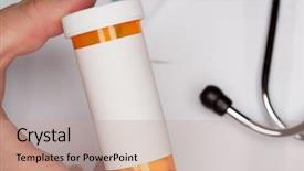  Presentation with antiseptic - Amazing presentation theme having antiseptic drugs - male doctor with stethoscope backdrop and a coral colored foreground