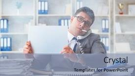  Presentation with smoking - Presentation design having antismoking - businessman smoking at work background and a  colored foreground