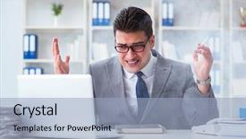  Presentation with employee anniversary work office - PPT layouts featuring antismoking - businessman smoking in office background and a  colored foreground