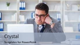  Presentation with employee anniversary work office - Slide set consisting of antismoking - businessman smoking in office background and a light blue colored foreground