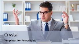  Presentation with employee anniversary work office - Beautiful presentation featuring antismoking - businessman smoking in office backdrop and a light blue colored foreground