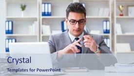  Presentation with smoking - Theme having antismoking - businessman smoking in office background and a  colored foreground