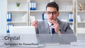  Presentation with smoking - Slides enhanced with antismoking - businessman smoking in office background and a light blue colored foreground