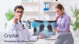  Presentation with metabolic doctor examining - Amazing presentation design having antismoking - doctor examining x-ray images backdrop and a  colored foreground