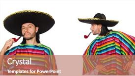  Presentation with leonardo vitruvian man - Presentation theme having antismoking - handsome man in vivid poncho background and a coral colored foreground