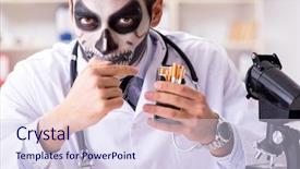  Presentation with scary - Slides having antismoking - scary monster doctor working background and a  colored foreground