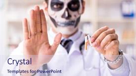  Presentation with scary - PPT theme consisting of antismoking - scary monster doctor working background and a sky blue colored foreground