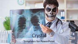  Presentation with rat in lab - Theme with antismoking - scary monster doctor working background and a  colored foreground