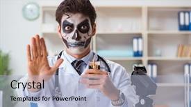  Presentation with electronic product innovation lab - Beautiful slide deck featuring antismoking - scary monster doctor working backdrop and a light blue colored foreground