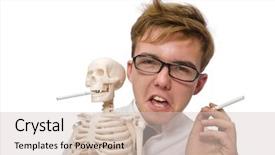  Presentation with human rights concept chained man - Colorful PPT theme enhanced with antismoking concept with man backdrop and a soft green colored foreground