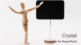  Presentation with rustic wood wooden frame - Slide deck featuring antomical presentation backgrounds - wooden mannequin pointing background and a white colored foreground