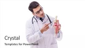  Presentation with metabolic syndrome doctor - Audience pleasing presentation design consisting of antomical presentation backgrounds - yong male doctor with skeleton backdrop and a  colored foreground