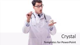  Presentation with skeleton soccer - Beautiful theme featuring antomical presentation backgrounds - yong male doctor with skeleton backdrop and a  colored foreground