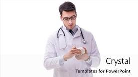  Presentation with skeleton for kids - Presentation theme having antomical presentation backgrounds - yong male doctor with skeleton background and a  colored foreground