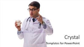  Presentation with respiratory system male anatomy - Colorful PPT theme enhanced with antomical presentation backgrounds - yong male doctor with skeleton backdrop and a  colored foreground