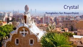  Presentation with fairy tale - Audience pleasing slides consisting of antoni gaudi - barcelona park guell fairy tale backdrop and a light blue colored foreground