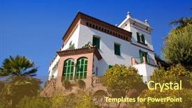  Presentation with blue sky - Slides with antoni gaudi - barcelona park third resident background and a tawny brown colored foreground