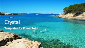  Presentation with san antonio - Presentation theme featuring antonio de portmany in ibiza background and a teal colored foreground