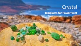 Presentation with free about crystal stones - Cool new PPT layouts with antromero beach of cristales with glass stones in asturias of spain backdrop and a teal colored foreground