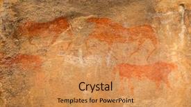  Presentation with rock painting - Cool new slide set with antropology - bushmen san rock painting backdrop and a yellow colored foreground