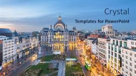  Presentation with belgium - Theme having antwerp-belgium-cityscape-at-centraal background and a light blue colored foreground