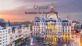  Presentation with belgium - Beautiful presentation design featuring antwerp-belgium-cityscape-at-centraal backdrop and a coral colored foreground