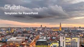  Presentation with belgium - Slide deck with antwerp-belgium-cityscape-from-above background and a gray colored foreground